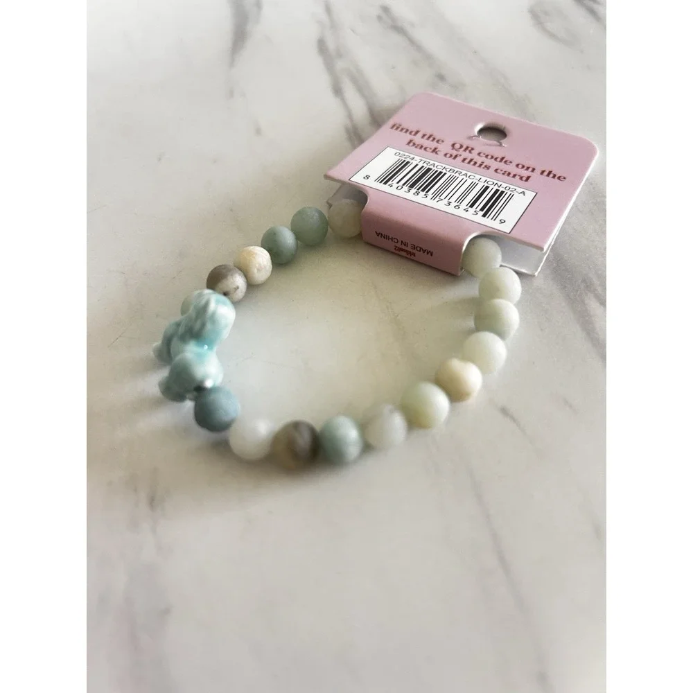 Simply Southern Conserve & Protect Tracking Lion Bracelet Multi-Colored Stones 8